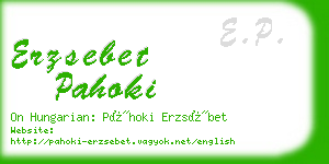 erzsebet pahoki business card